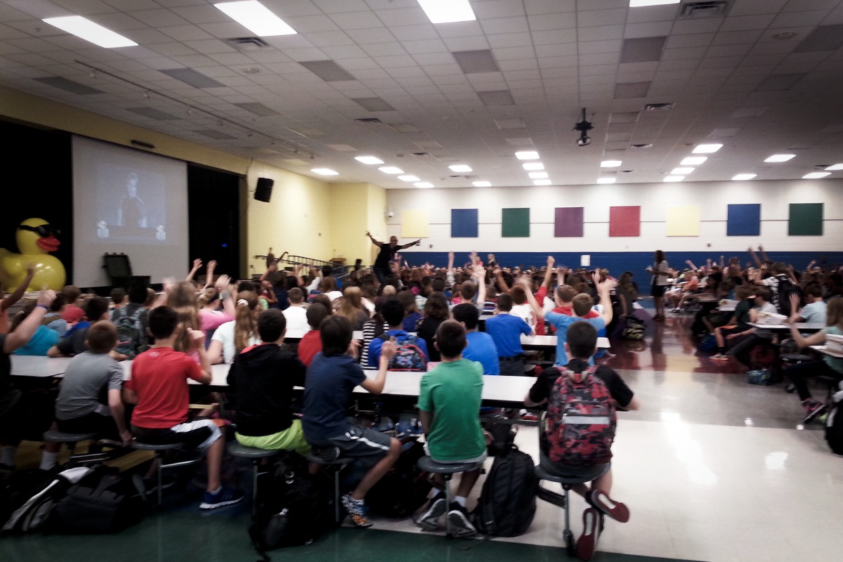 Three Boys & A Dog team with PTA volunteers at Tampa Bay area school