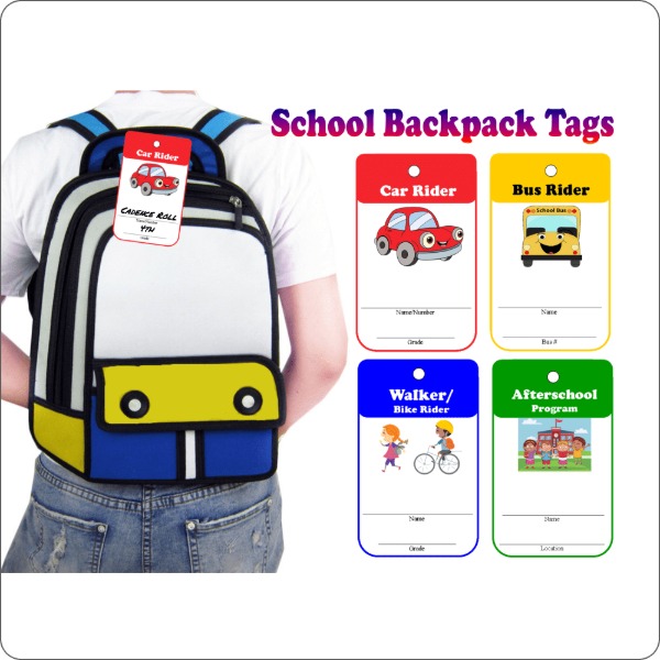 Free elementary school supplies Florida - Durable Backpack Dismissal Tags